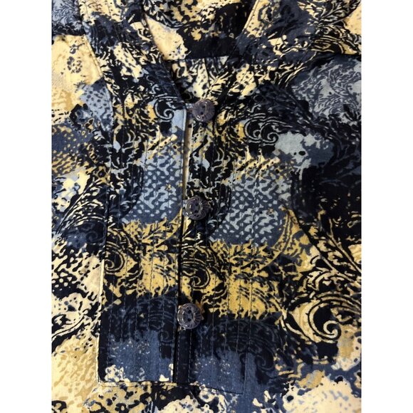 CJ Banks Blouse Womens 1X Blue Beige Cream Rayon 3/4 Sleeve Used - Picture 5 of 16